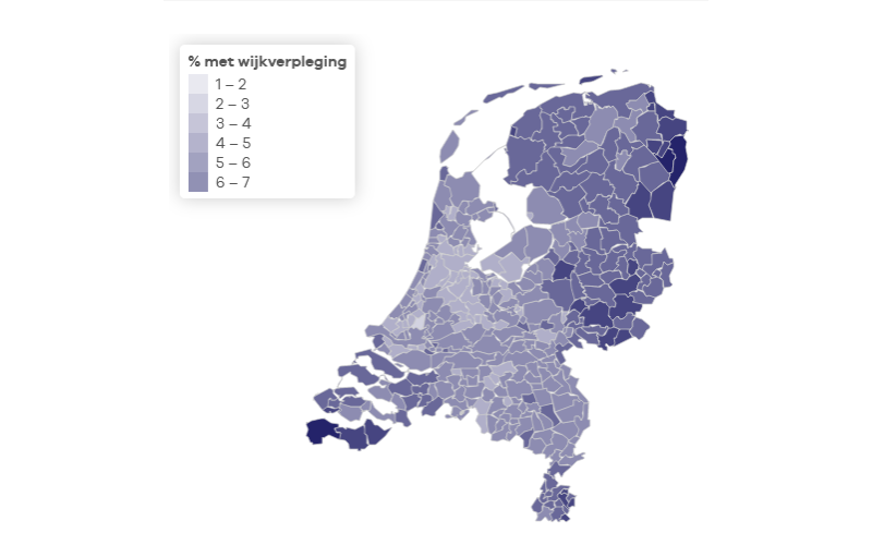 Gebruik wijkverpleging steeg in 2018 met 22 duizend mensen en 200 miljoen euro